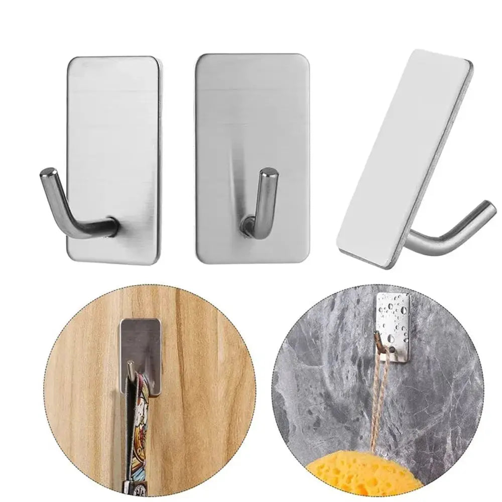 4/8pcs stainless steel small hooks, no drilling, wall mounted, kitchen, bathroom, office key hooks wall hook adhesive wall hooks by InterCyprus Trading Ltd