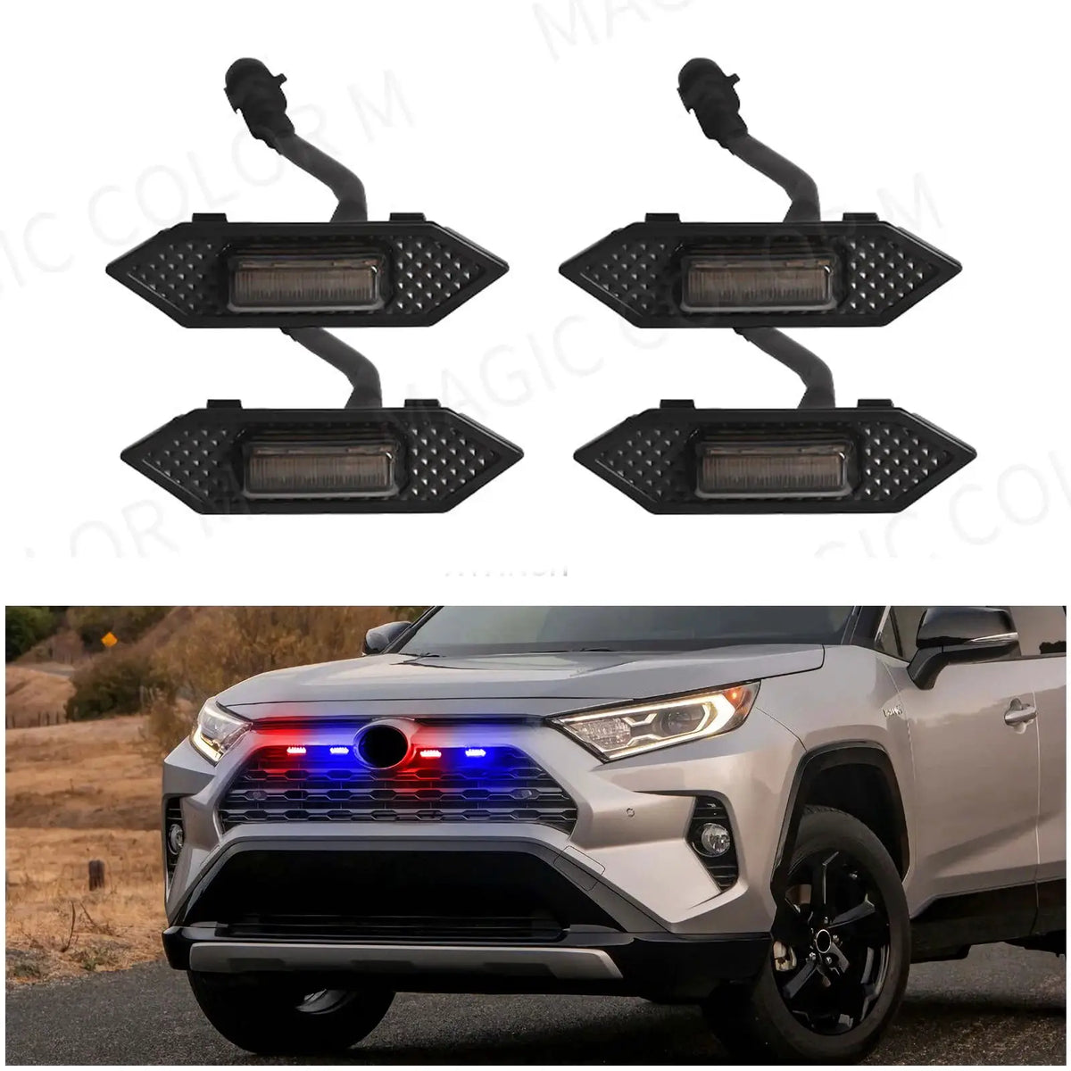 4PCS LED Grille Lights For Toyota RAV4 2019 2020 2021 2022 Front Grid Warning DRL Daytime Running Lamp Daylights Car Accessories by InterCyprus Trading Ltd
