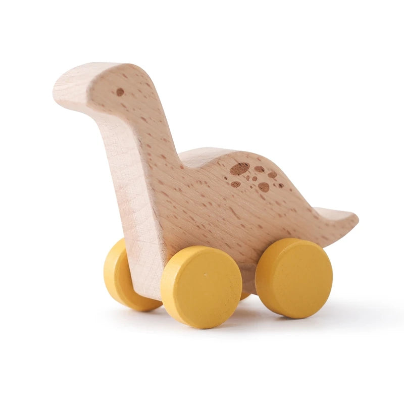 Beech Wooden Dinosaur Cartoon Car Teether Montessori Toys Tanystropheus