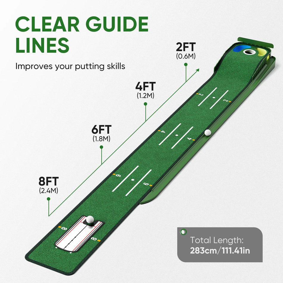 Indoor Golf Putting Mat With Auto Ball Return And Guide Line