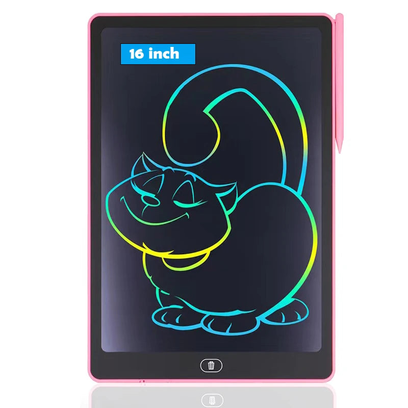 LCD Writing Tablet for Kids - Educational Drawing Board Pink-16-Color