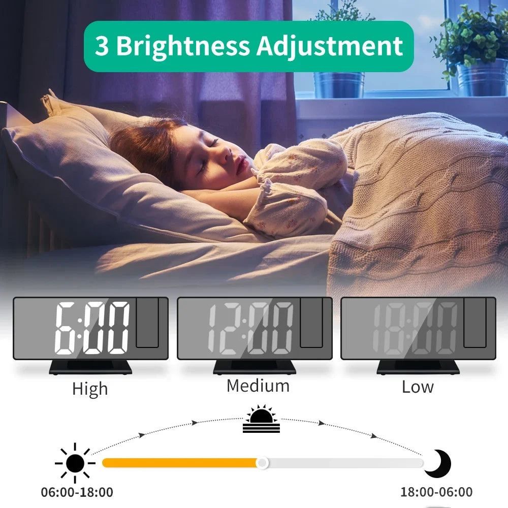NieNie USB Powered 180&deg; Projection Alarm Clock with Temperature and Snooze Function