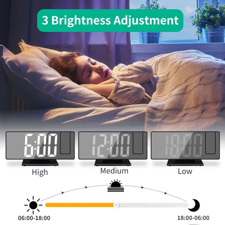 NieNie USB Powered 180&deg; Projection Alarm Clock with Temperature and Snooze Function