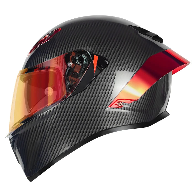 LVCOOL Vintage Dual Visor Full Face Motorcycle Helmet - DOT Certified Safety Gear