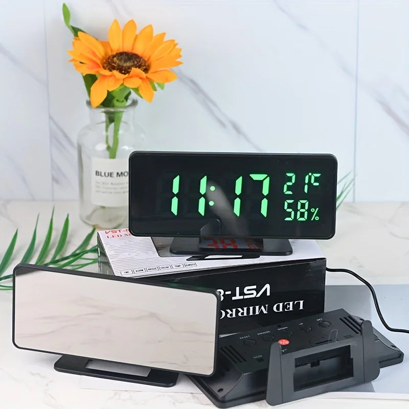 Digital Alarm Clock with Temperature and Humidity Display, 3 Alarms, and Snoozeu529fu80fd