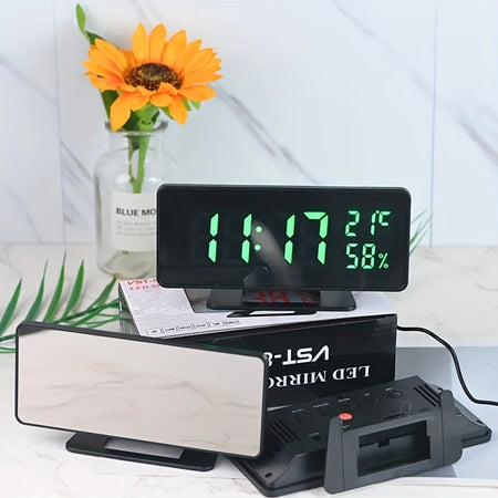 Digital Alarm Clock with Temperature and Humidity Display, 3 Alarms, and Snoozeu529fu80fd