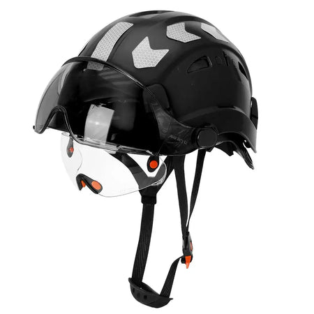 CE Construction Safety Helmet With Visor Goggles &ndash; Durable Black  B set