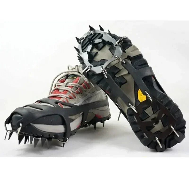 Professional Climbing Crampons with 18 Anti-Skid Studs for Winter Adventures Black M(36-40) / CHINA