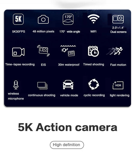 CERASTES Action Camera &ndash; 5K Ultra HD with Dual Screen