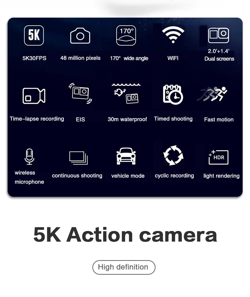 CERASTES Action Camera &ndash; 5K Ultra HD with Dual Screen