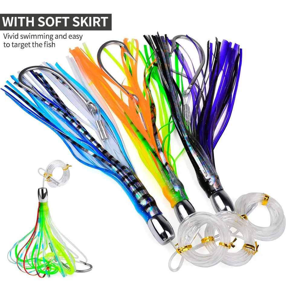 20cm Seawater Fishing Lure - Zinc Alloy Head, Octopus Squid Skirt Bait for Marlin &amp; Tuna