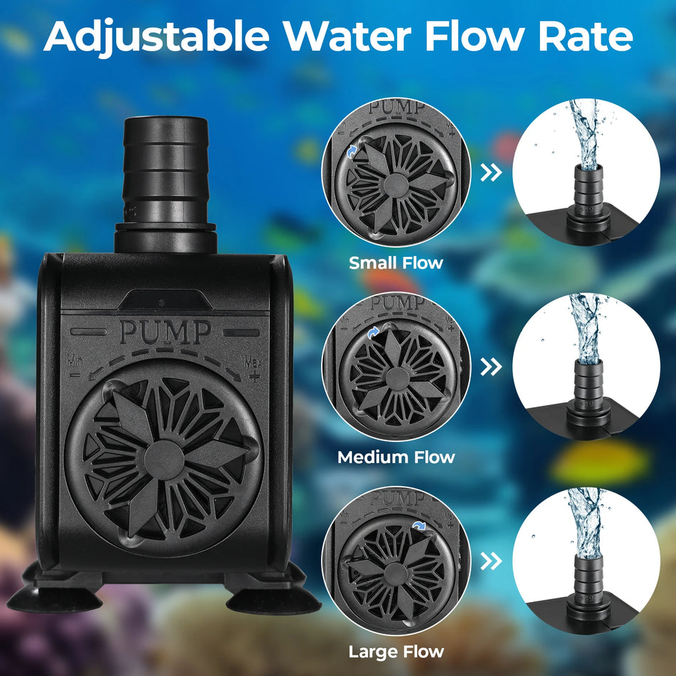 Submersible Fountain Pump 15W 1500LPH 40W 3000LPH 3 Nozzles