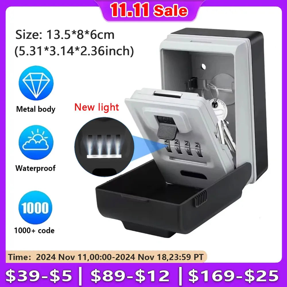 Awapow Metal Password Key Box &ndash; Wall Mounted 4 Digit Lock