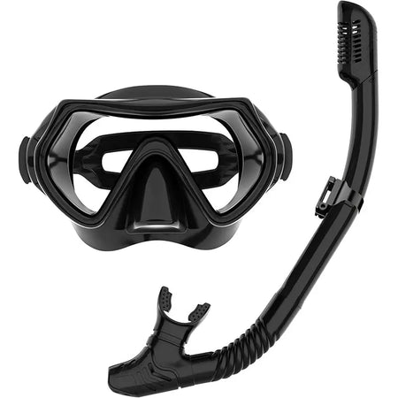 Premium 180&deg; Panoramic Snorkeling Gear with Anti-Fog Dry Top Snorkel black