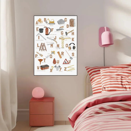 Alphabet Education Canvas Poster for Children's Room, Modern Wall Decor, Unframed