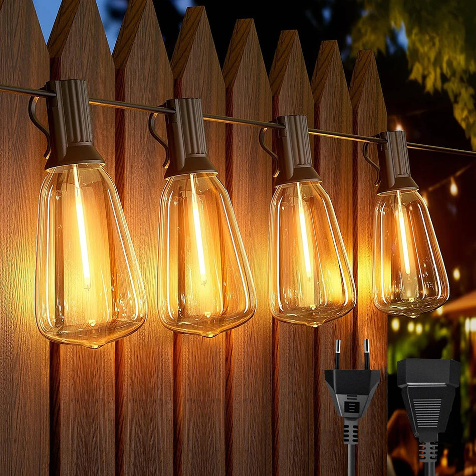 LED Fairy Lights Outdoor IP54 with Plastic Bulbs, 230V 3000K, Easy Install, Ideal for Party, Cafe, Christmas