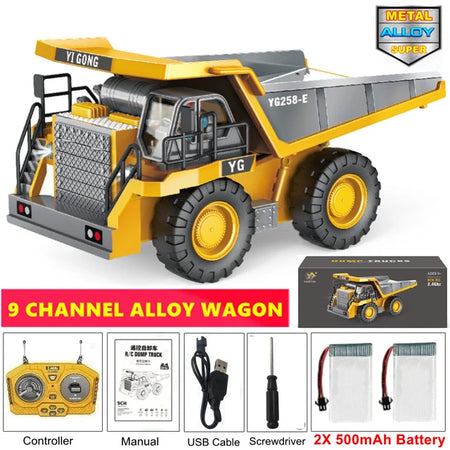 4WD Remote Control Excavator &amp; Dump Truck &ndash; 3-in-1 Construction Vehicle Toy Dump 2Battery