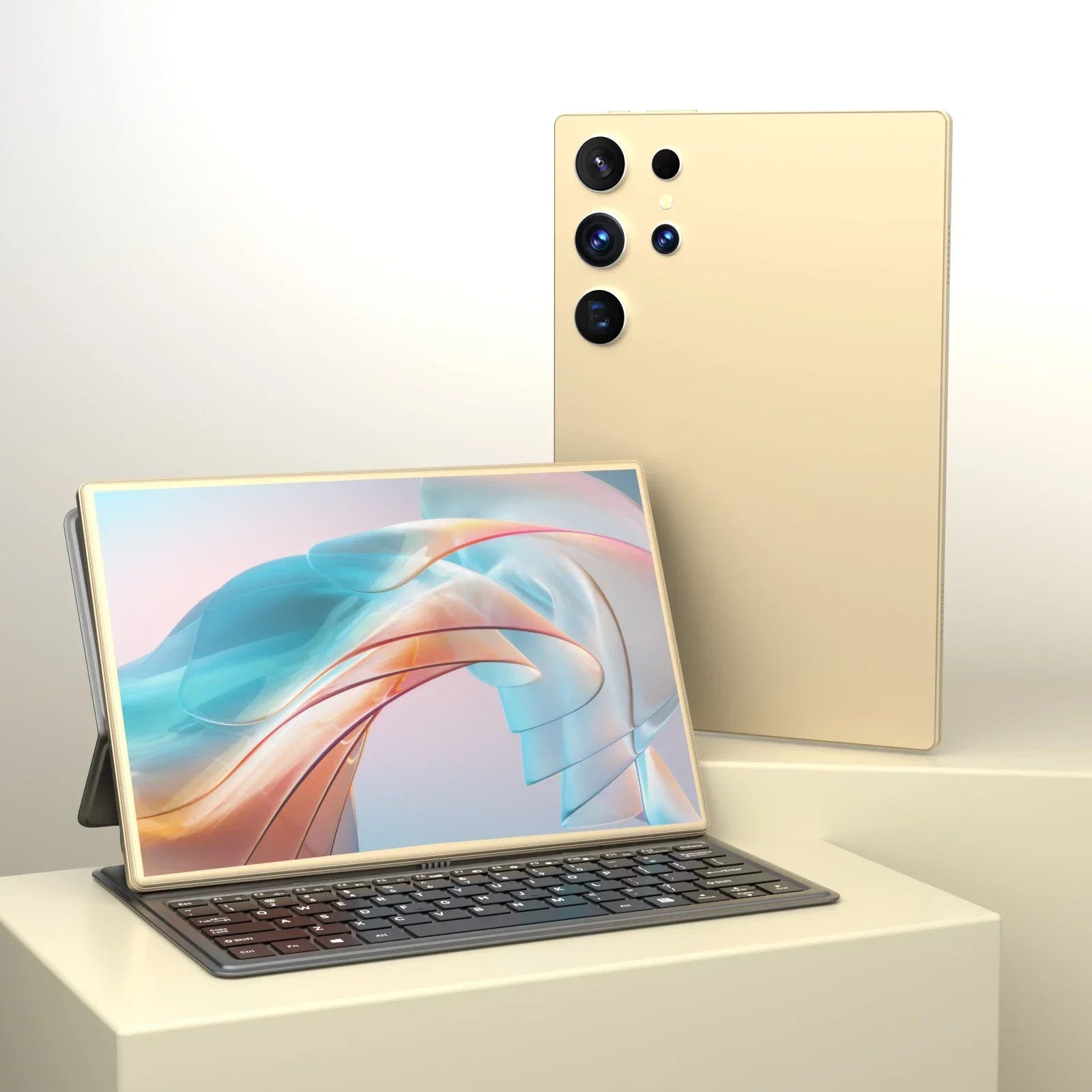 New S25 Pro Tablet 10.1 Inch &ndash; Snapdragon 8 Gen2 with 16GB RAM and 1TB Storage 12GB 512GB / Gold and keyboard