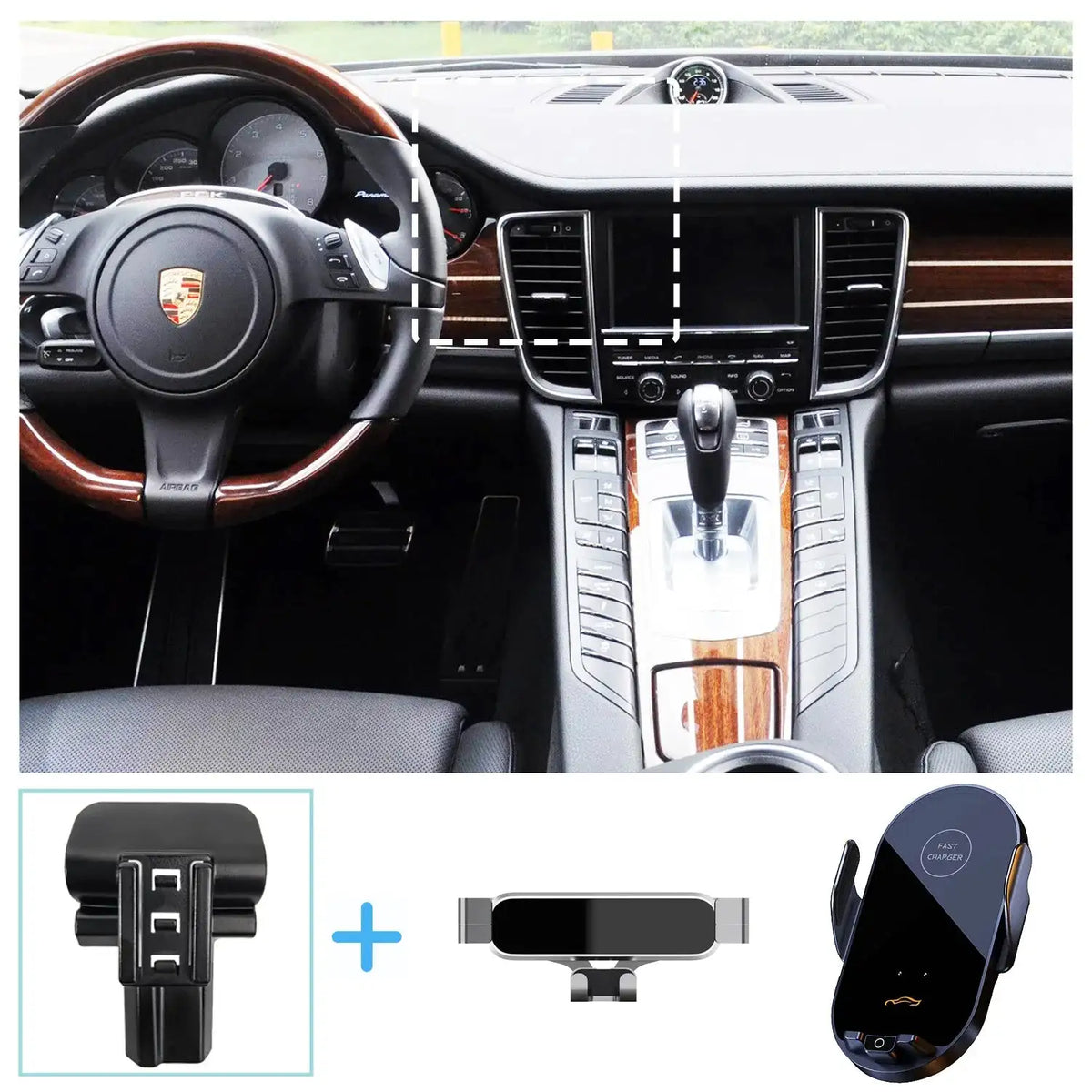 Porsche Panamera Wireless Car Phone Holder Gravity Stand