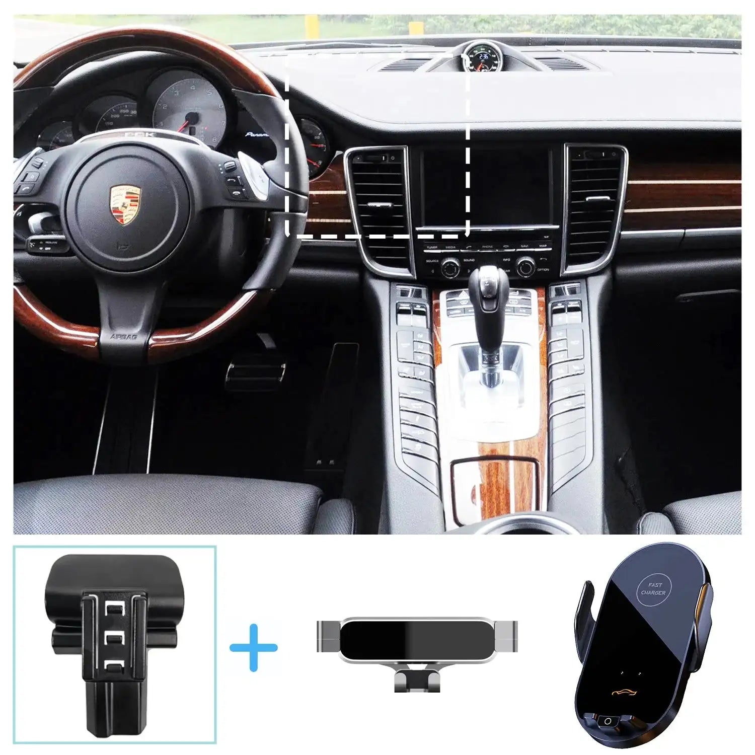 Porsche Panamera Wireless Car Phone Holder Gravity Stand