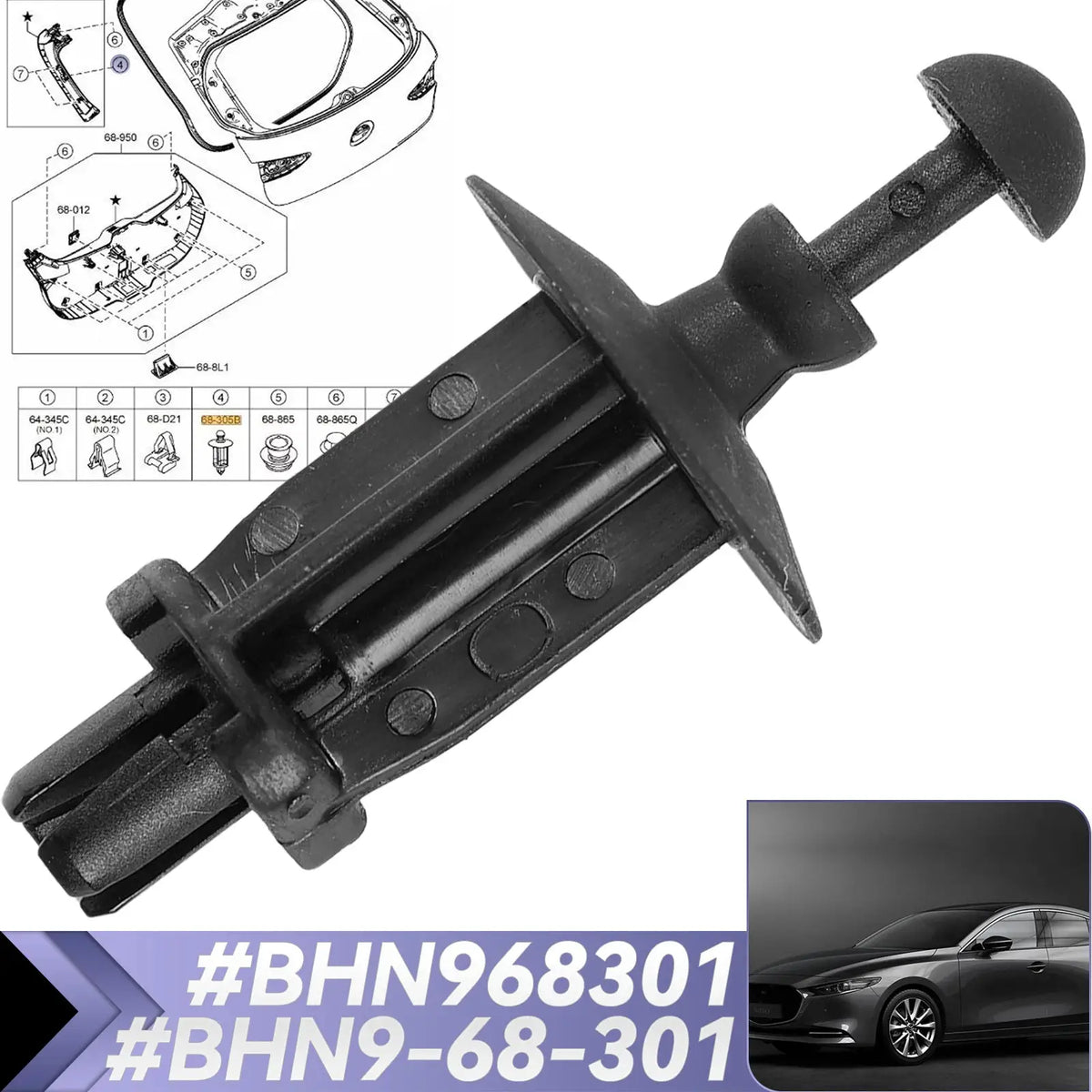 For Mazda 3 BM CX-3 CX-30 Tailgate Trim Panel Hanger Buckle BHN9-68-301 Parcel Shelf Retainer Clip OEM Replacement by InterCyprus Trading Ltd