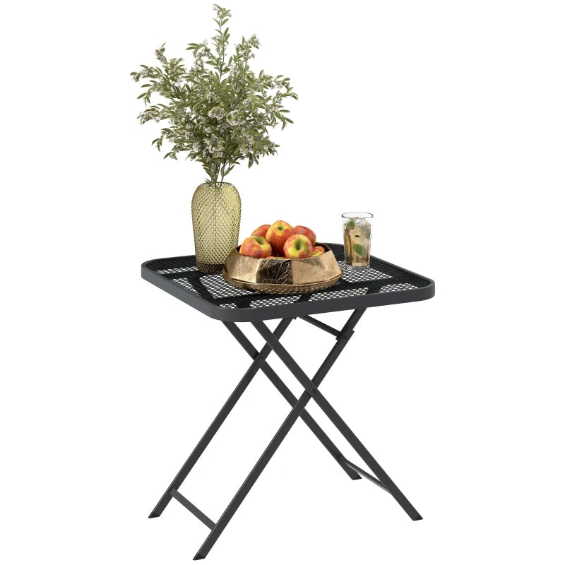 Foldable Garden Table 70 By 70 Cm Openwork Cutouts Black