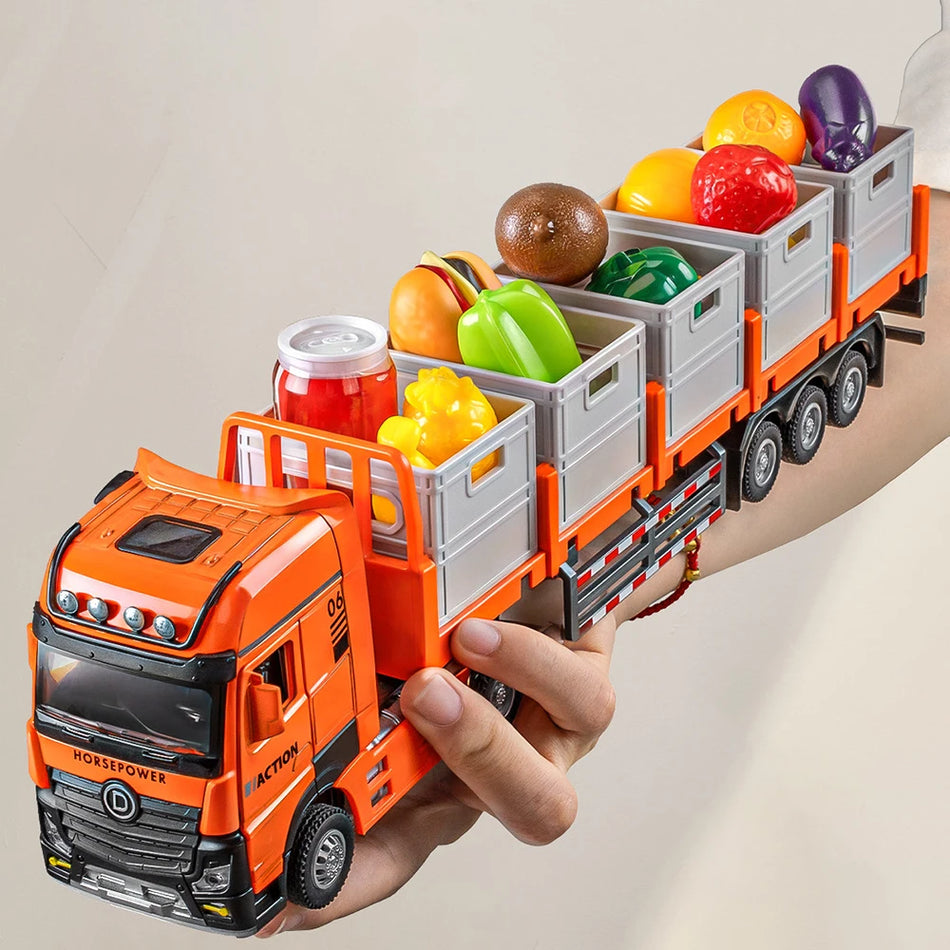 1:32 Metāla modeļa kravas transporta automašīna, ar atvilkšanas funkciju un gaismām