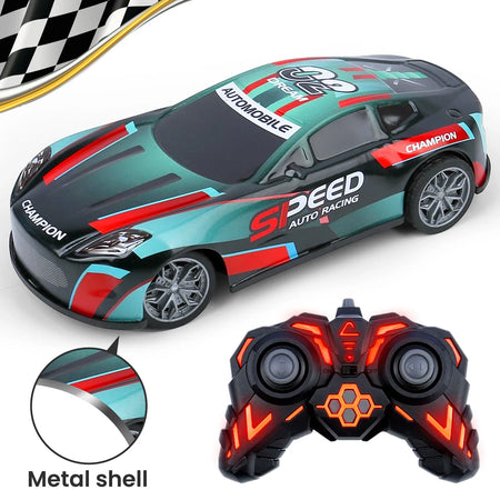 1/24 Metal Shell RC Car &ndash; Drift Ready With Flip Lights Grayish green