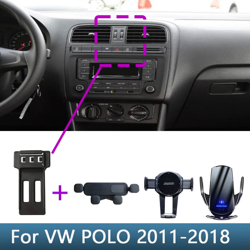 VW Polo Bil Telefonhållare Med Trådlös Laddningsfäste Bas