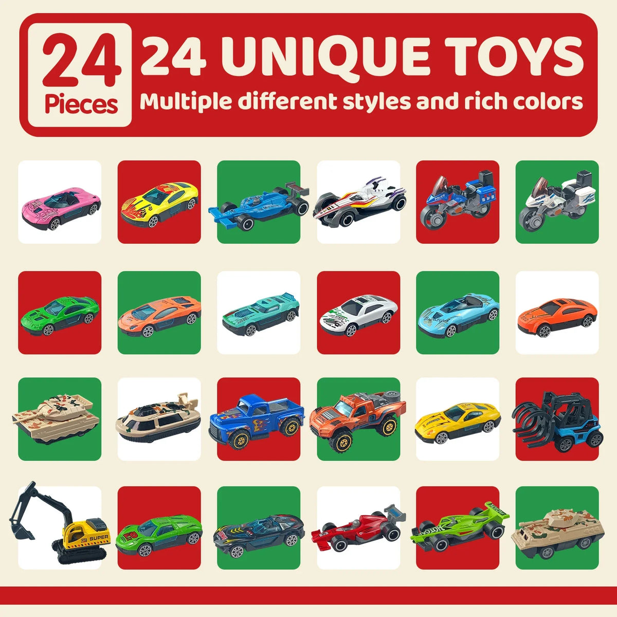 Christmas Advent Calendar Diecast Car Set &ndash; Inertia Sliding