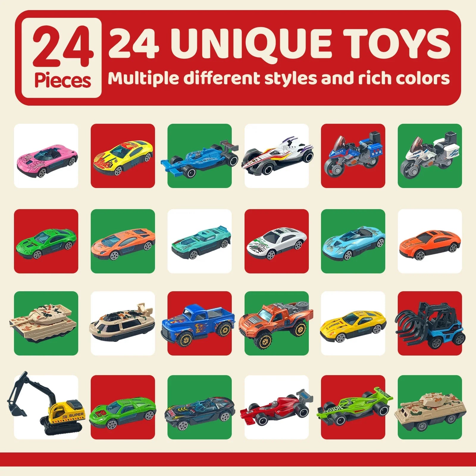 Christmas Advent Calendar Diecast Car Set &ndash; Inertia Sliding