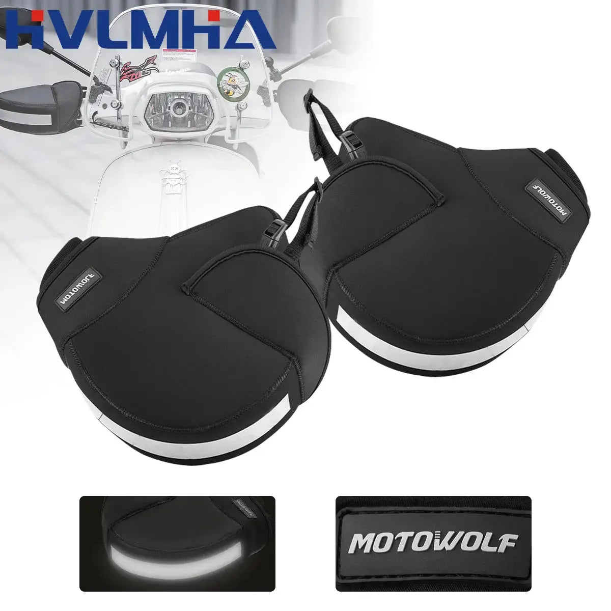 Motorcycle Scooter Thick Warm Handlebar Muff Grip Handle Bar Muff Rainproof Riding Protective Winter Warmer Thermal Cover Gloves by InterCyprus Trading Ltd