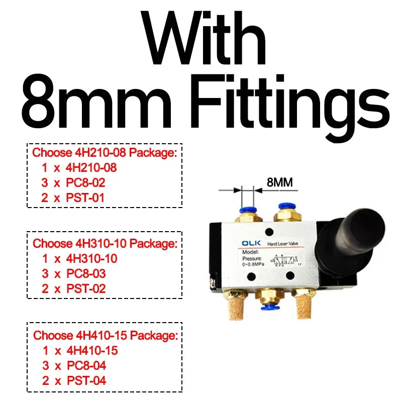 Air Valve Switch 4H210-08 4H310-10 4H410-15 &ndash; Direct Acting With 8mm Fittings / 4H410-15