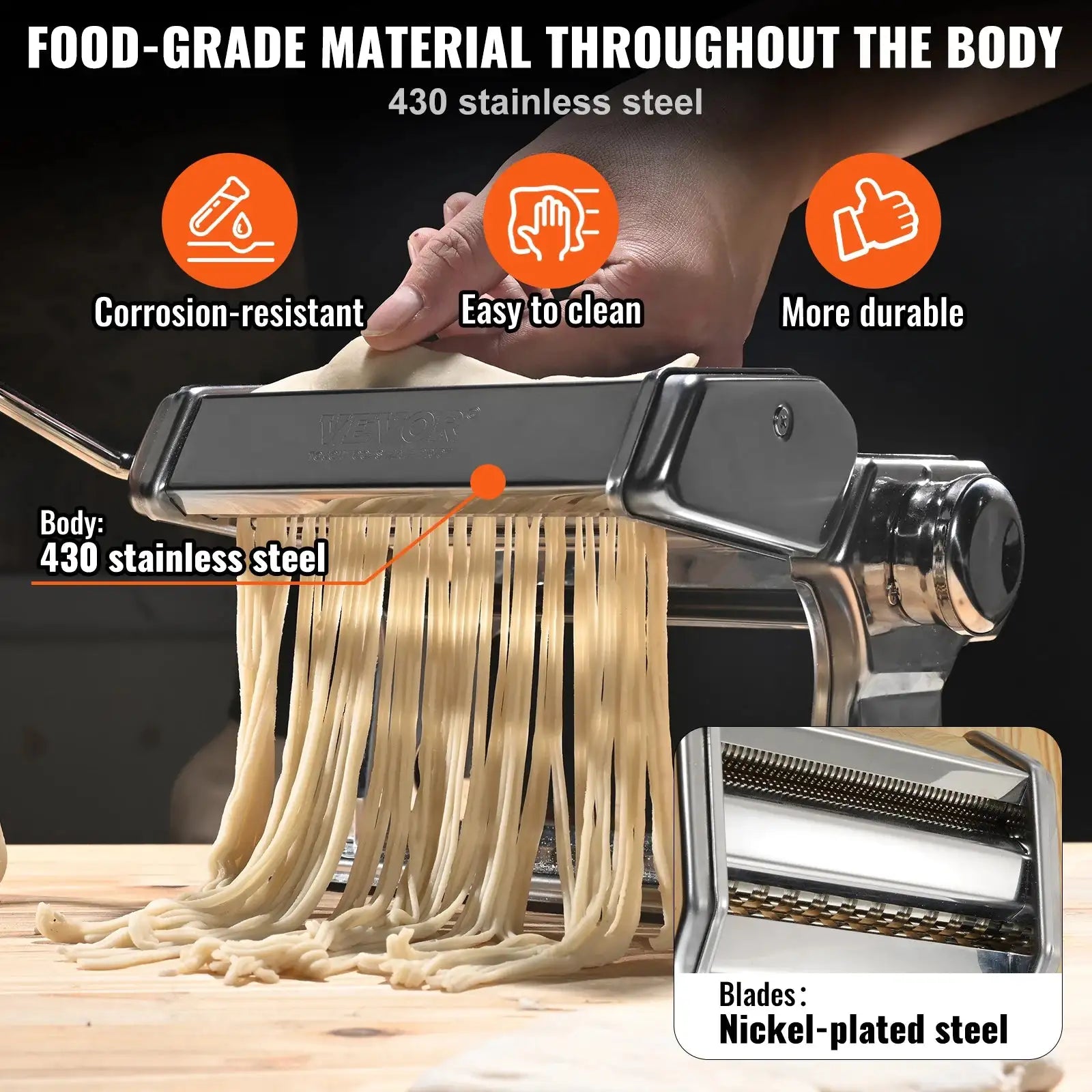 Manual Pasta Maker Stainless Steel Noodle Roller Cutter Set