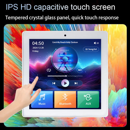 4 Inch Touch Screen In-Wall Bluetooth Power Amplifier with Ceiling Speakers