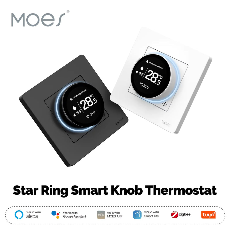 MOES ZigBee chytrý termostat s ovládacím knoflíkem pro vodní kotel, Tuya ovladač s Alexou