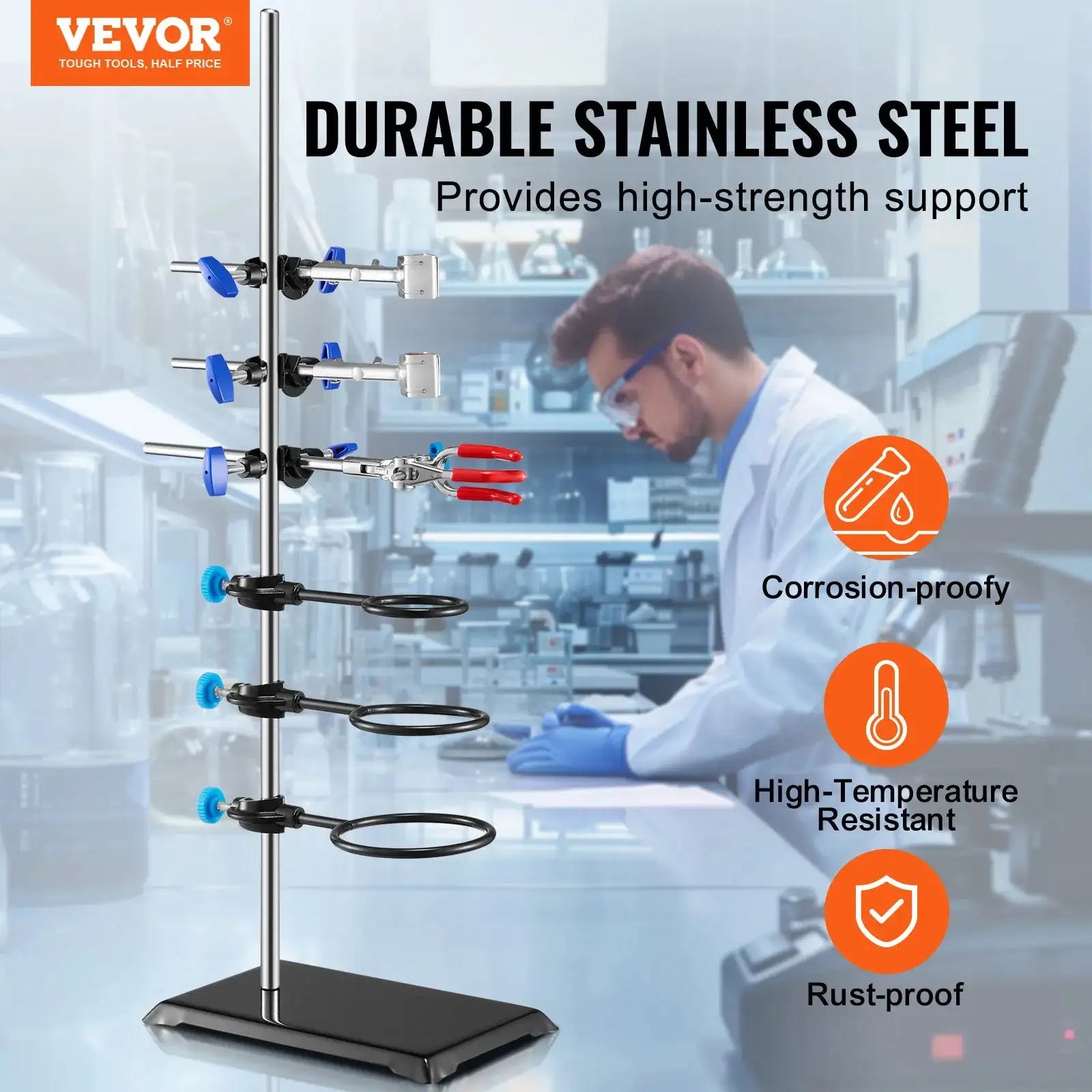 SucceBuy Lab Stand Support Laboratory Retort Support Stand Set Steel ...