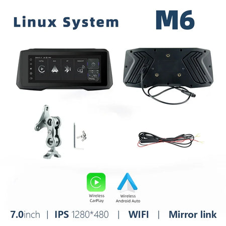 EKIY 7 Inch Portable Motorcycle GPS Display &ndash; Wireless CarPlay and Android Auto M6