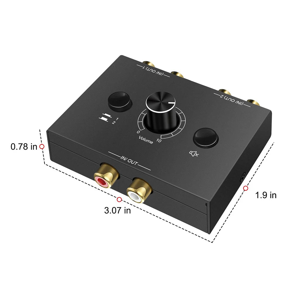 Bi-Directional RCA Audio Switcher 2 In 1 &ndash; Mute Button