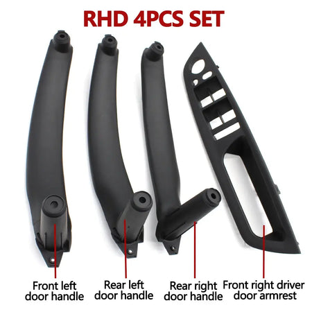 4PCS Set Car Front Driver Door Handle Armrest Cover Interior Door Pull Handle Panel Trim Cover For BMW X5 X6 E70 E71 2007-2013 by InterCyprus Trading Ltd