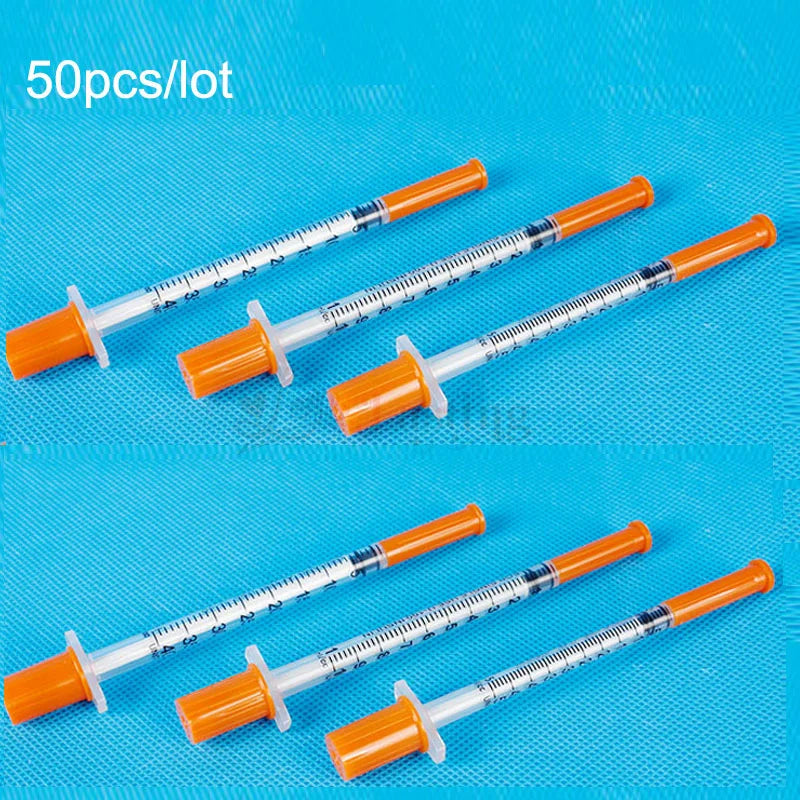 Pack of 50 1 mL Syringes, 30G 13mm (8mm) Farm Animal Lab Supplies for Tattoo