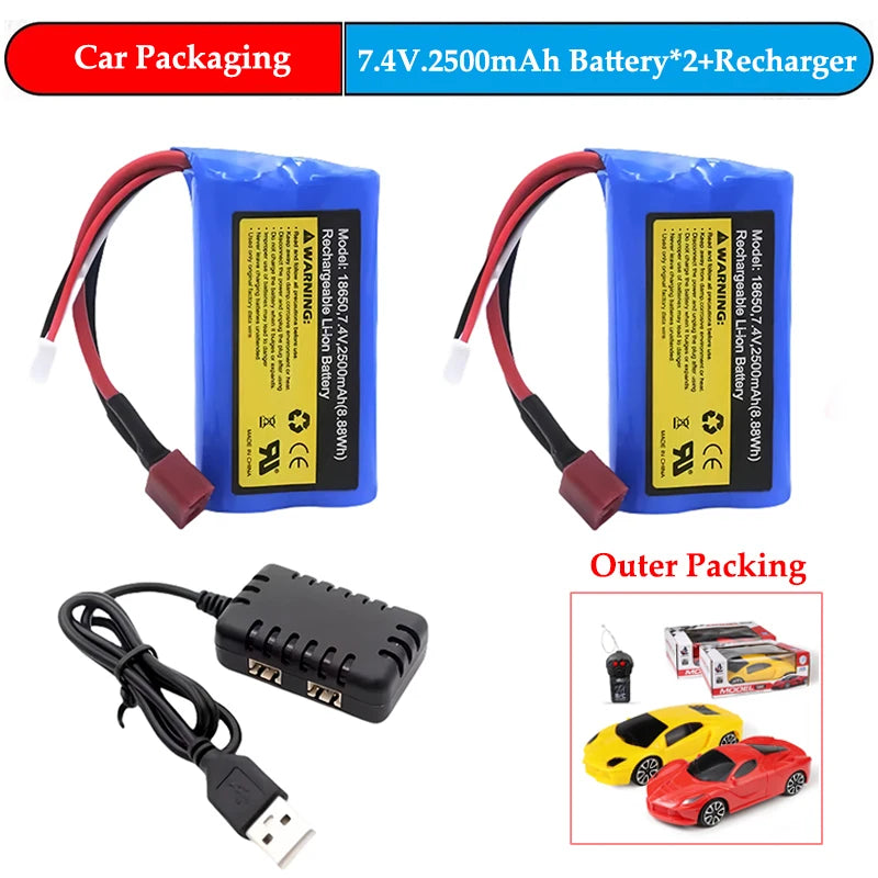 LiPo baterija 7.4V 2500mAh 2S 18650 za WLtoys 12428/144001