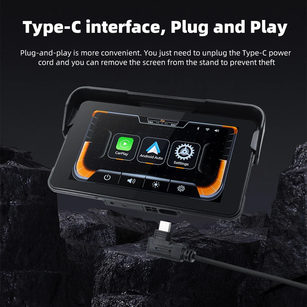EKIY 5.0 Inch Wireless CarPlay Moto &ndash; Portable Digital Motorcycle GPS Display