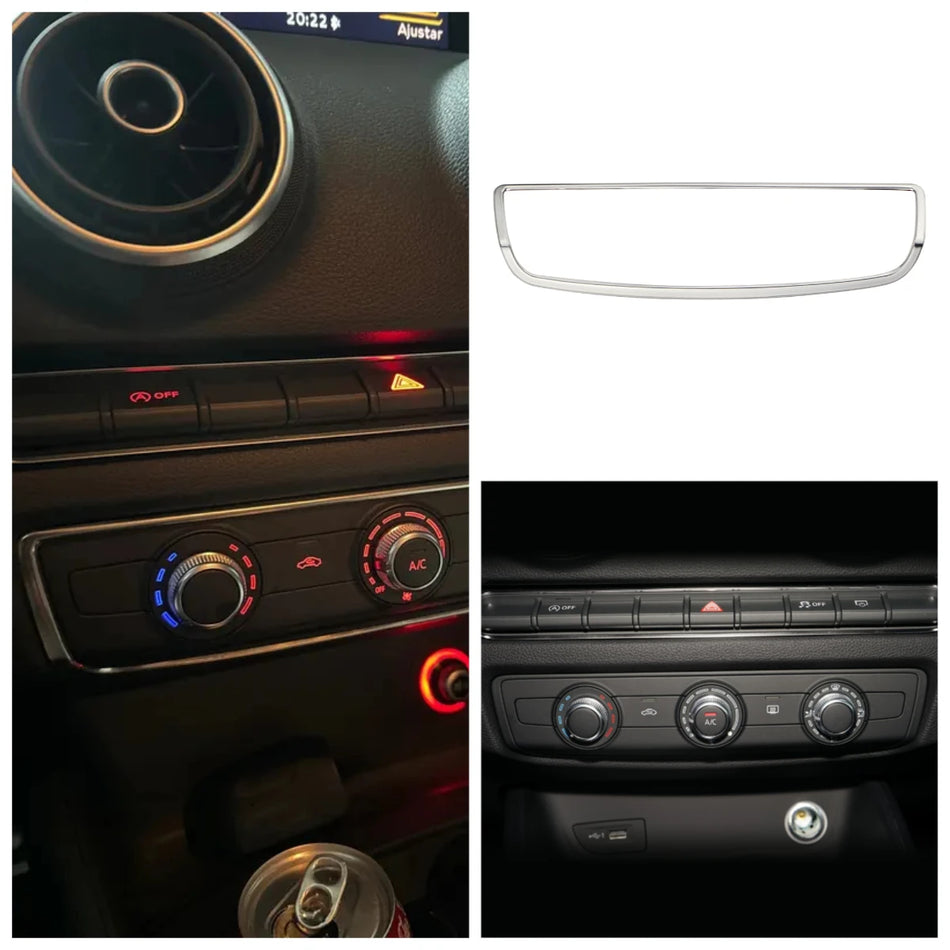Capa de Painel do Botão do Ar Condicionado para Audi A3 8V Acabamento em Aço Inoxidável Protege a Área de Controlo Climático