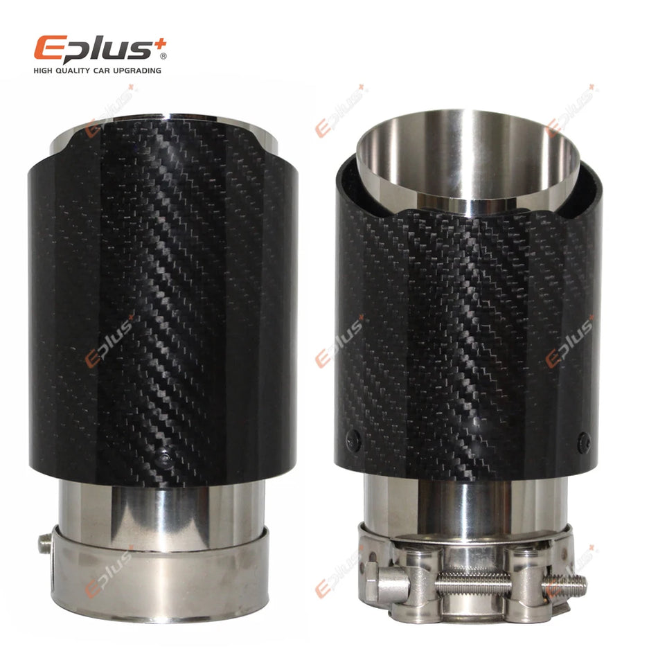 Universalus Automobilio Anglies Pluošto Duslintuvo Antgalis Su Blizgiu Nerūdijančio Plieno Išmetimo Antgaliu