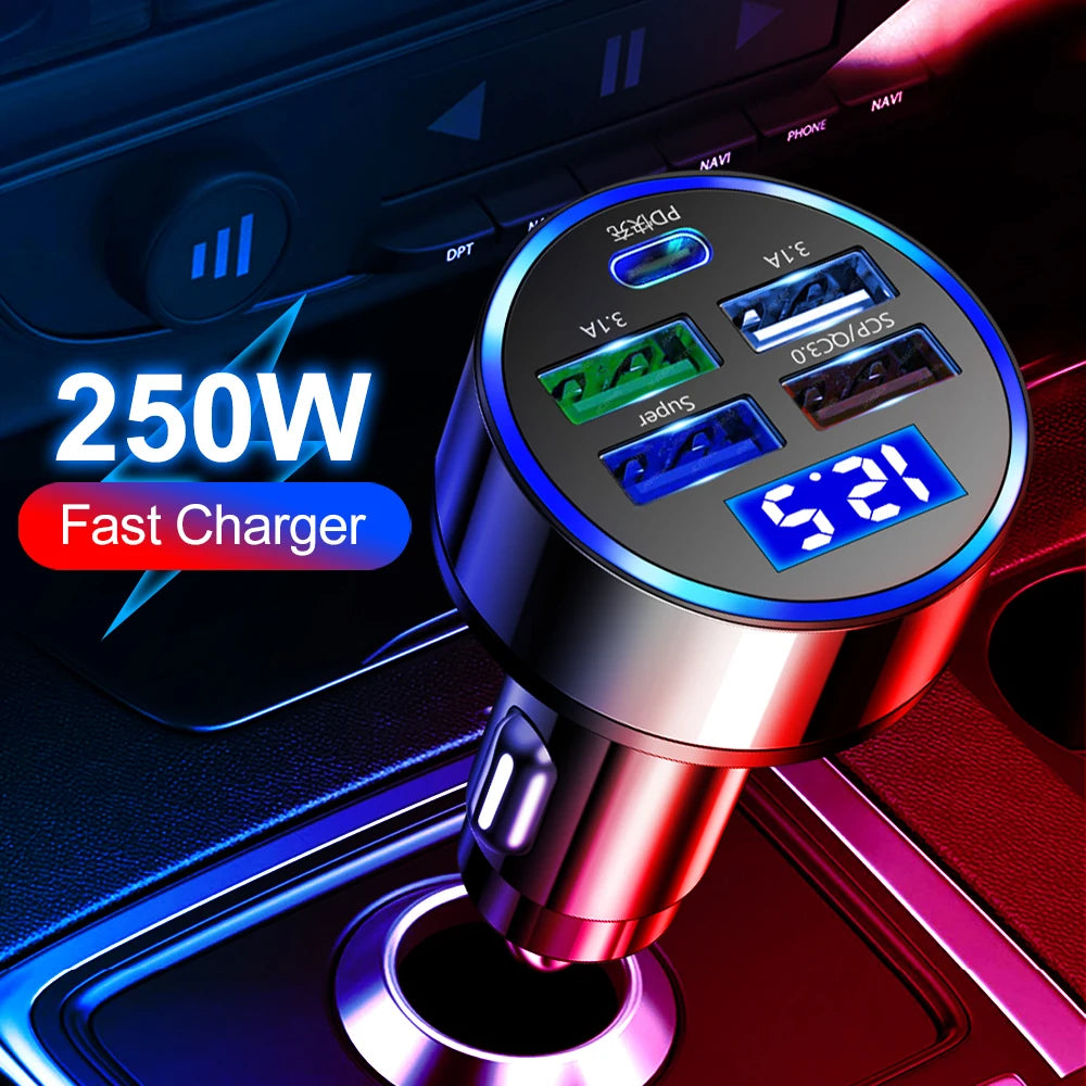 250W 5-Port Fast Charge Car Charger