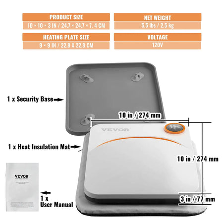 Portable Heat Press 9x9 12x10 For Sublimation DIY 9x9in Orange / france