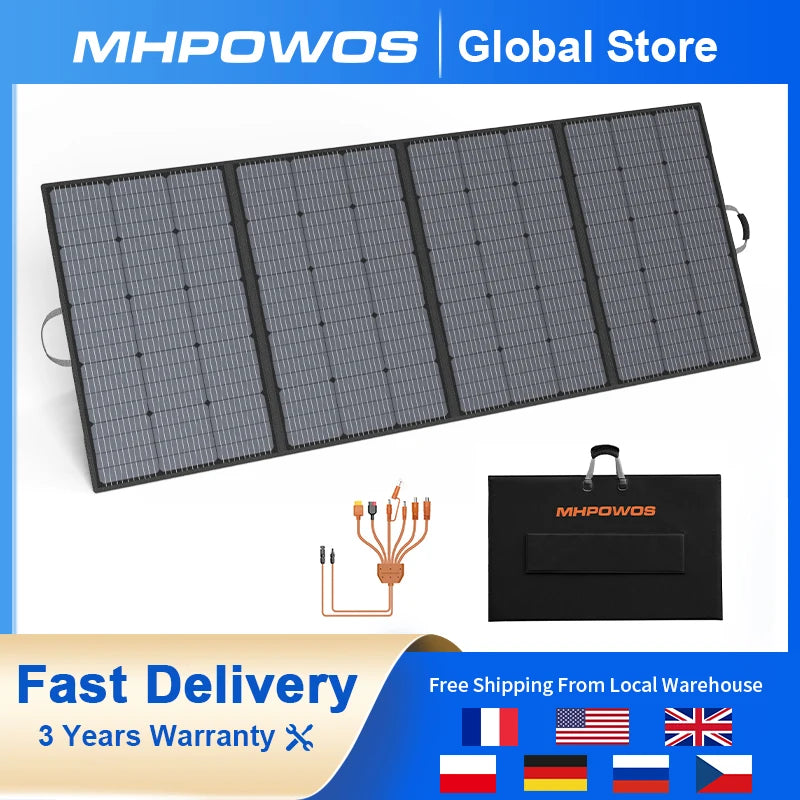 Panel Solar Plegable MHPOWOS 400W, Monocristalino, Impermeable para Acampar