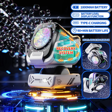 Bubble Machine with Remote Control, Auto Rotation, RGB Light &amp; Rechargeable Battery