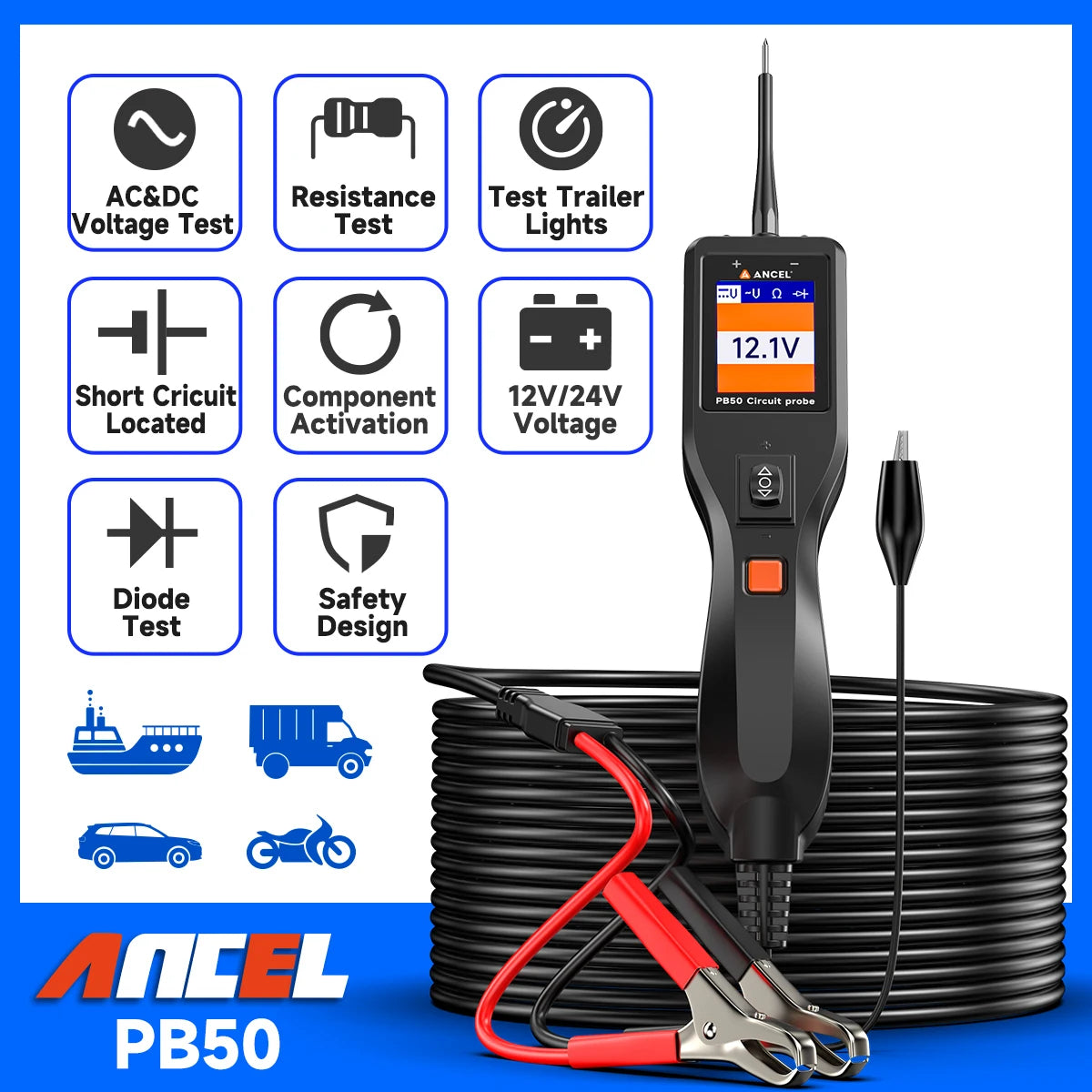 ANCEL PB50 Power Circuit Probe Tester &ndash; Voltage Check Pro PB50 / United States